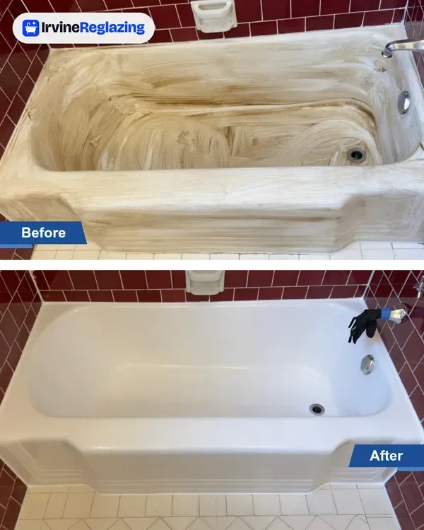 Before and after: cast iron tub, original tile kept