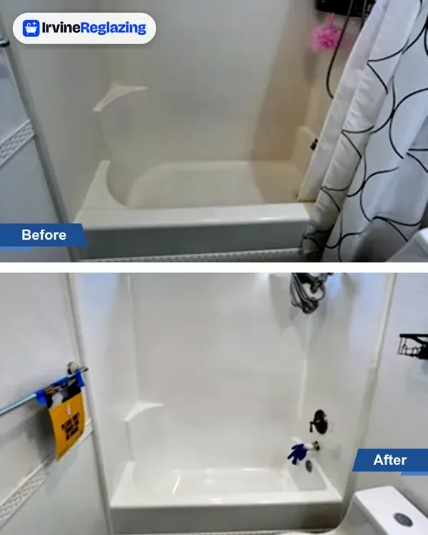 Before and after: one-piece fiberglass tub enclosure