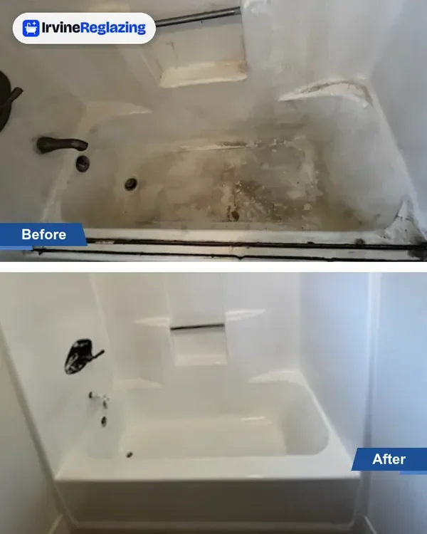 Before and after: heavily worn fiberglass unit