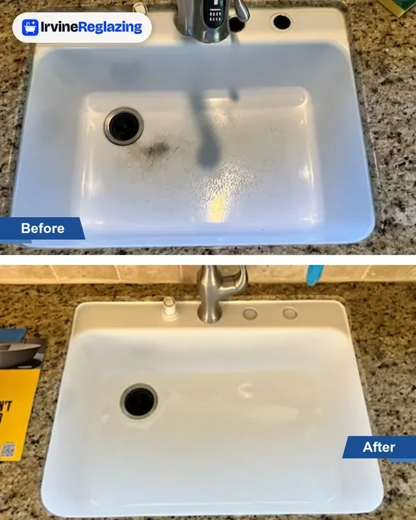Before and after: kitchen sink in a granite counter